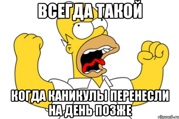 всегда такой когда каникулы перенесли на день позже, Мем Разъяренный Гомер