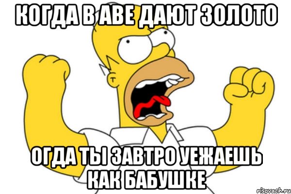 Когда в аве дают золото огда ты завтро уежаешь как бабушке, Мем Разъяренный Гомер