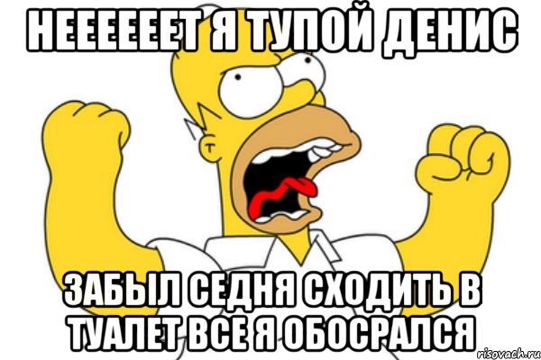 неееееет я тупой денис забыл седня сходить в туалет все я обосрался, Мем Разъяренный Гомер