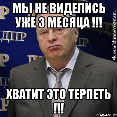 мы не виделись уже 3 месяца !!! хватит это терпеть !!!, Мем Хватит это терпеть (Жириновский)