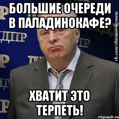 Большие очереди в паладинокафе? Хватит это терпеть!, Мем Хватит это терпеть (Жириновский)