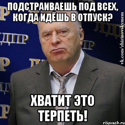 Подстраиваешь под всех, когда идёшь в отпуск? ХВАТИТ ЭТО ТЕРПЕТЬ!, Мем Хватит это терпеть (Жириновский)