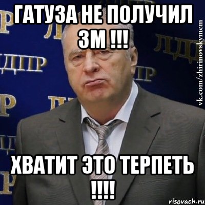 Гатуза не получил ЗМ !!! хватит это терпеть !!!!, Мем Хватит это терпеть (Жириновский)