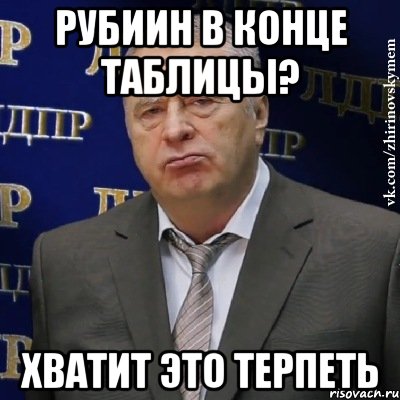 Рубиин в Конце таблицы? хватит это терпеть, Мем Хватит это терпеть (Жириновский)