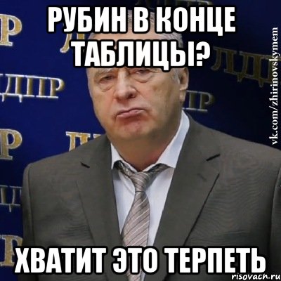 Рубин в Конце таблицы? хватит это терпеть, Мем Хватит это терпеть (Жириновский)