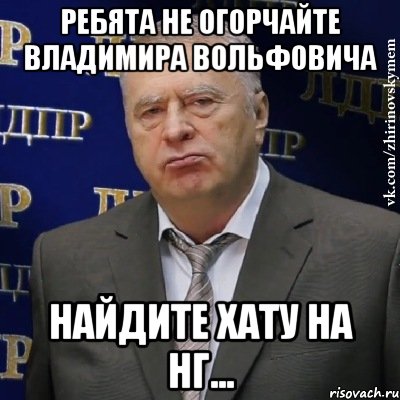 Ребята не огорчайте Владимира Вольфовича Найдите Хату на НГ..., Мем Хватит это терпеть (Жириновский)