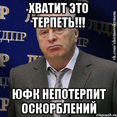 Хватит это терпеть!!! ЮФК непотерпит оскорблений, Мем Хватит это терпеть (Жириновский)