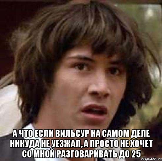  А что если Вильсур на самом деле никуда не уезжал, а просто не хочет со мной разговаривать до 25, Мем А что если (Киану Ривз)