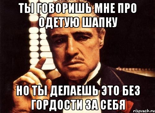 Ты говоришь мне про одетую шапку Но ты делаешь это без гордости за себя, Мем крестный отец