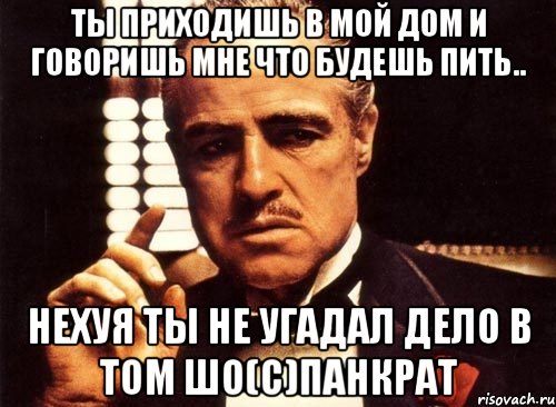 Ты приходишь в мой дом и говоришь мне что будешь пить.. НЕХУЯ ТЫ НЕ УГАДАЛ ДЕЛО В ТОМ ШО(с)Панкрат, Мем крестный отец