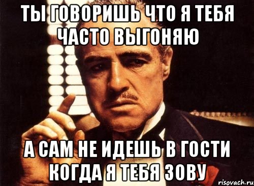 Ты говоришь что я тебя часто выгоняю А сам не идешь в гости когда я тебя зову, Мем крестный отец