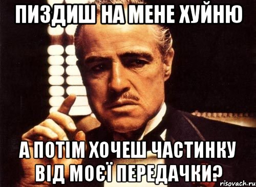 пиздиш на мене хуйню а потім хочеш частинку від моєї передачки?, Мем крестный отец