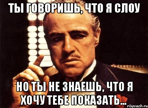 ты говоришь, что я слоу но ты не знаешь, что я хочу тебе показать..., Мем крестный отец