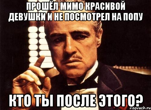 Прошёл мимо красивой девушки и не посмотрел на попу Кто ты после этого?, Мем крестный отец