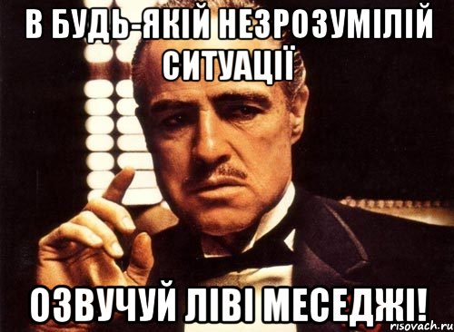 В будь-якій незрозумілій ситуації Озвучуй ліві меседжі!, Мем крестный отец