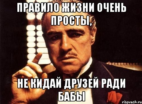 Правило жизни очень просты, не кидай друзей ради бабы, Мем крестный отец