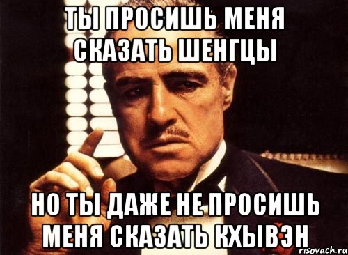 Ты просишь меня сказать Шенгцы Но ты даже не просишь меня сказать Кхывэн, Мем крестный отец