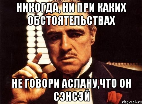 Никогда, ни при каких обстоятельствах не говори Аслану,что он СЭНСЭЙ, Мем крестный отец