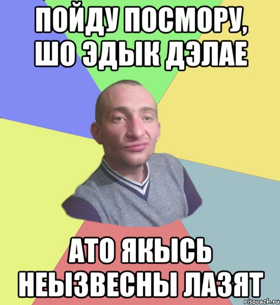 пойду посмору, шо Эдык дэлае ато якысь неызвесны лазят