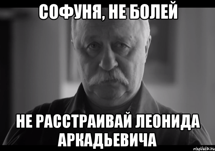 Софуня, не болей не расстраивай Леонида Аркадьевича, Мем Не огорчай Леонида Аркадьевича