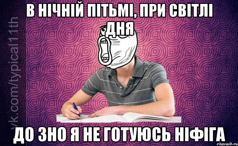В нічній пітьмі, при світлі дня До ЗНО я не готуюсь ніфіга
