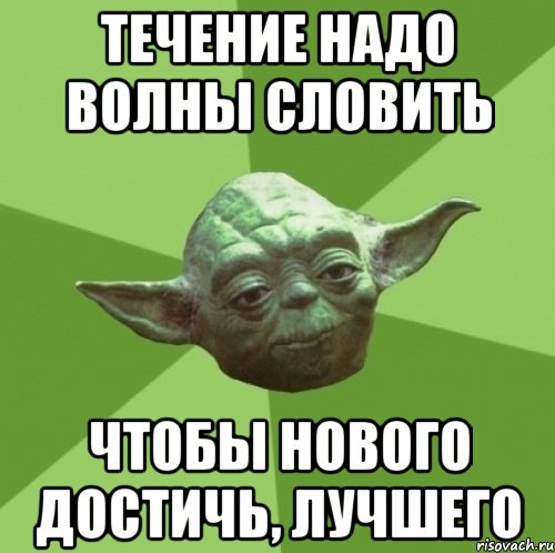 течение надо волны словить чтобы нового достичь, лучшего, Мем Мастер Йода