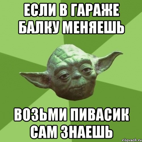 если в гараже балку меняешь возьми пивасик сам знаешь, Мем Мастер Йода