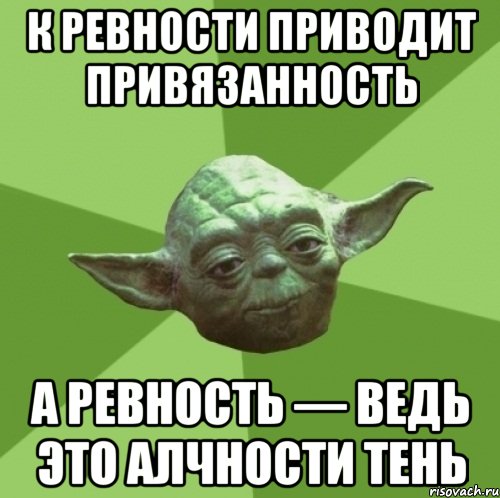 к ревности приводит привязанность а ревность — ведь это алчности тень, Мем Мастер Йода