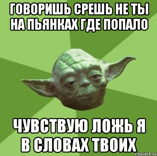 Говоришь срешь не ты на пьянках где попало Чувствую ложь я в словах твоих, Мем Мастер Йода