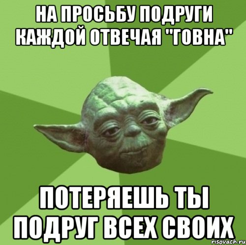 на просьбу подруги каждой отвечая "говна" потеряешь ты подруг всех своих, Мем Мастер Йода