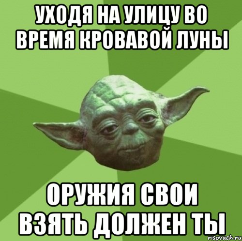 Уходя на улицу во время кровавой луны Оружия свои взять должен ты, Мем Мастер Йода