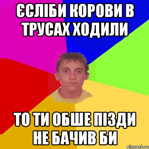 Єсліби корови в трусах ходили То ти обше пізди не бачив би