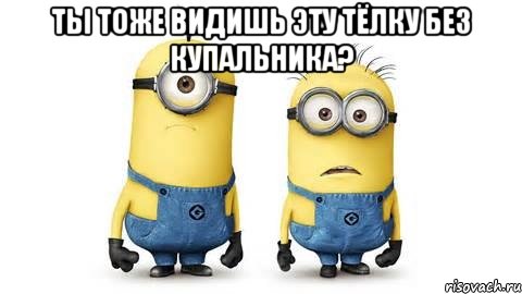 ты тоже видишь эту тёлку без купальника? , Мем Миньоны