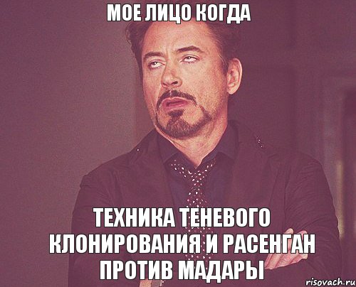 МОЕ ЛИЦО КОГДА ТЕХНИКА ТЕНЕВОГО КЛОНИРОВАНИЯ И РАСЕНГАН ПРОТИВ МАДАРЫ, Мем твое выражение лица