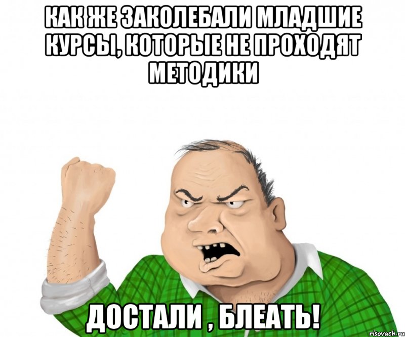 Как же заколебали младшие курсы, которые не проходят методики достали , блеать!, Мем мужик