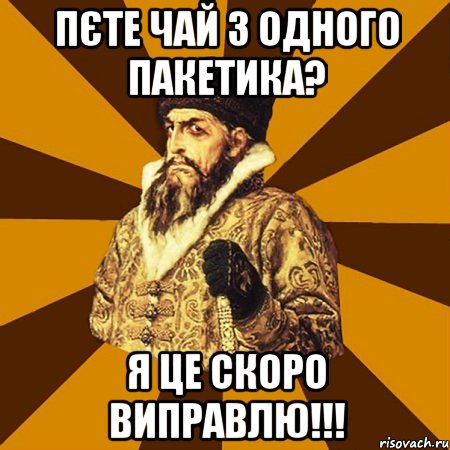 ПЄТЕ ЧАЙ З ОДНОГО ПАКЕТИКА? Я ЦЕ СКОРО ВИПРАВЛЮ!!!, Мем Не царское это дело