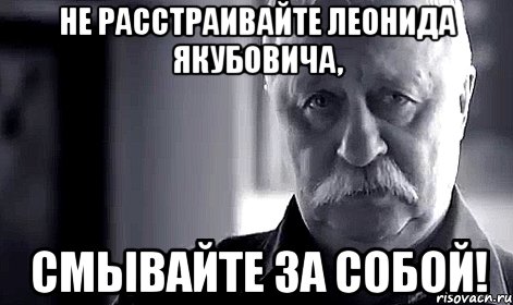 Не расстраивайте Леонида Якубовича, смывайте за собой!, Мем Не огорчай Леонида Аркадьевича