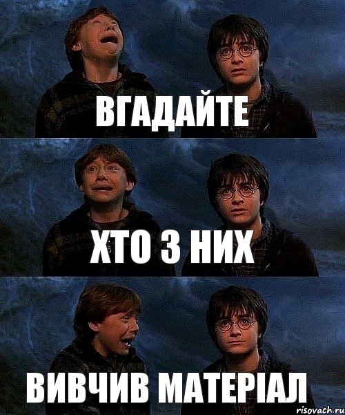 вгадайте хто з них вивчив матеріал, Комикс гарри и рон в пещере пауков