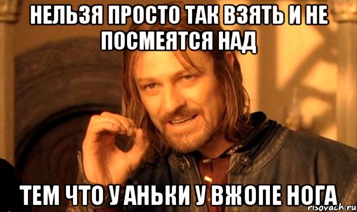 нельзя просто так взять и не посмеятся над тем что у Аньки у вжопе нога, Мем Нельзя просто так взять и (Боромир мем)