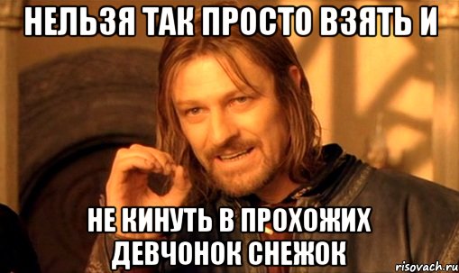 Нельзя так просто взять и не кинуть в прохожих девчонок снежок, Мем Нельзя просто так взять и (Боромир мем)