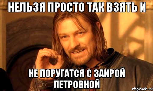 Нельзя просто так взять и не поругатся с Заирой Петровной, Мем Нельзя просто так взять и (Боромир мем)
