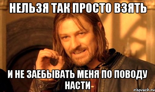 нельзя так просто взять и не заебывать меня по поводу насти, Мем Нельзя просто так взять и (Боромир мем)