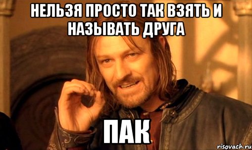 Нельзя просто так взять и называть друга ПАК, Мем Нельзя просто так взять и (Боромир мем)