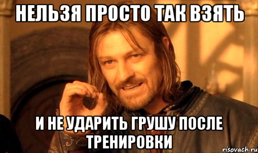 НЕЛЬЗЯ ПРОСТО ТАК ВЗЯТЬ И НЕ УДАРИТЬ ГРУШУ ПОСЛЕ ТРЕНИРОВКИ, Мем Нельзя просто так взять и (Боромир мем)