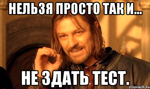 Нельзя просто так и... Не здать тест., Мем Нельзя просто так взять и (Боромир мем)