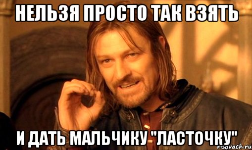 нельзя просто так взять и дать мальчику "ласточку", Мем Нельзя просто так взять и (Боромир мем)