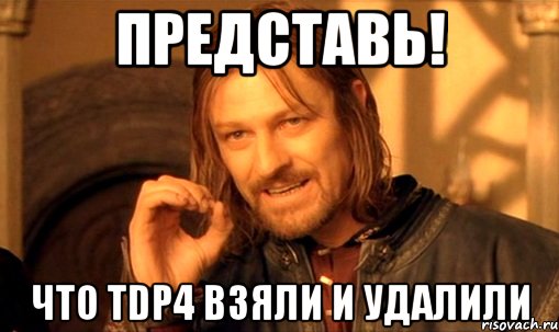 Представь! Что TDP4 взяли и удалили, Мем Нельзя просто так взять и (Боромир мем)