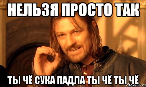 Нельзя просто так ТЫ ЧЁ СУКА ПАДЛА ТЫ ЧЁ ТЫ ЧЁ, Мем Нельзя просто так взять и (Боромир мем)