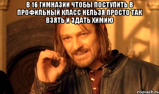 В 16 гимназии чтобы поступить в профильный класс нельзя просто так взять и здать химию , Мем Нельзя просто так взять и (Боромир мем)