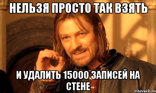 НЕЛЬЗЯ ПРОСТО ТАК ВЗЯТЬ И УДАЛИТЬ 15000 ЗАПИСЕЙ НА СТЕНЕ, Мем Нельзя просто так взять и (Боромир мем)